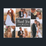 Budgetera Rustic Photo Collage Bröllop Tack Vykort<br><div class="desc">Budgeterat Rustic Chalkboard Hand har skrivit Bröllop Multi Photo Collage Tack PostCard. Snyggt bröllop tackar dig för en mall med sex (6) foto på framsidan och ett (1) foto på baksidan. Med texten "tack" i ett glatt, skrivet skrivstil i vitt på mörk grått eller svart färg-krita/svartbords bakgrund. Litet kärlek hjärta...</div>