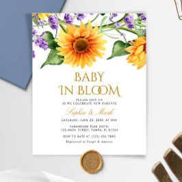 Budgetera solblommor Baby i blobinbjudan