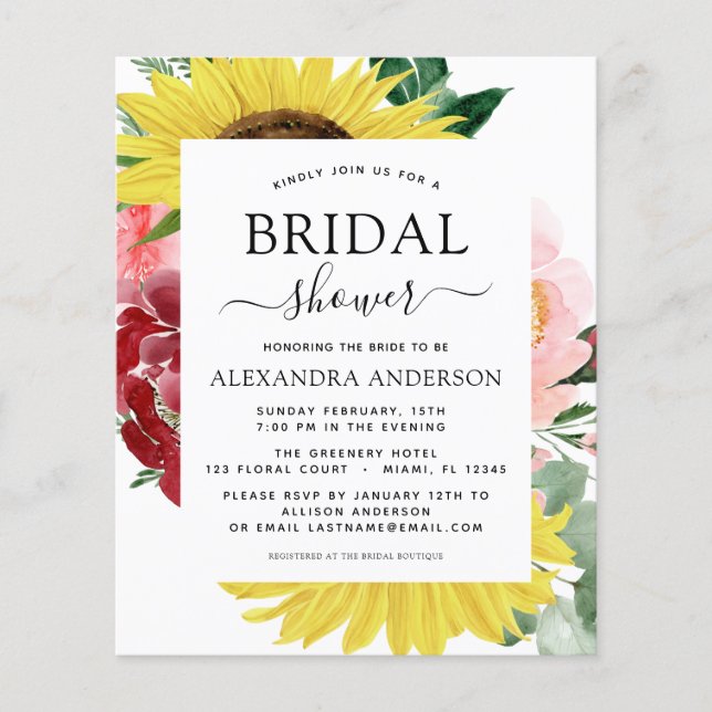 Budgetera solrosMöhippan Vår Blommigt Flygblad (Framsidan)