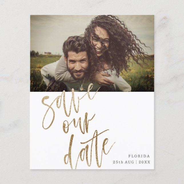 Budgetera Spara vår faux Guld-kalligrafi och foto (Framsida)