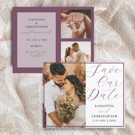 Budgetera Spara vårt datum Burgundy Photo Bröllop
