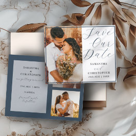 Budgetera Spara vårt Mörk blått foto Bröllop