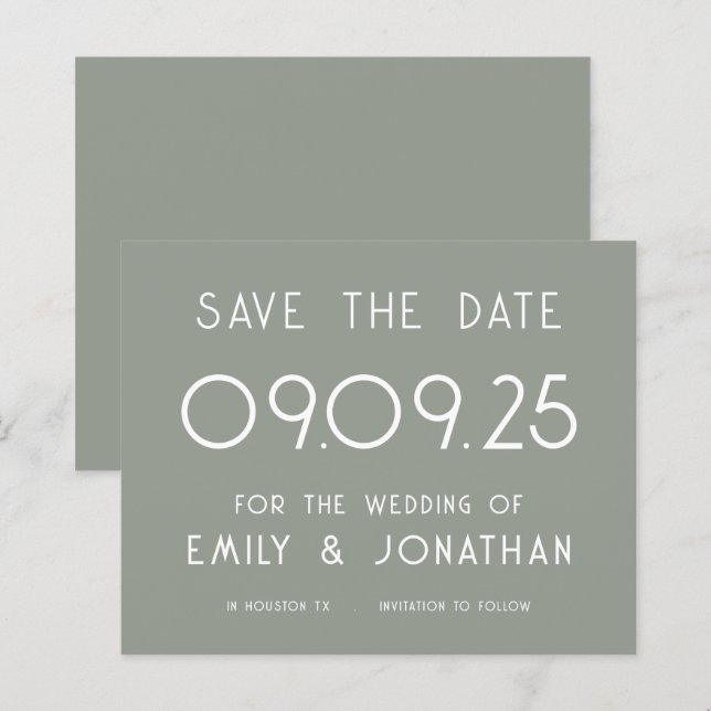 Budgetera stor typografiesändning Grönt Bröllop (Fram/baksida)