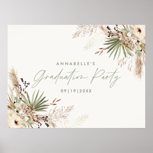 Budgetera studenten pampas botaniska moderna elega poster (Framsidan)