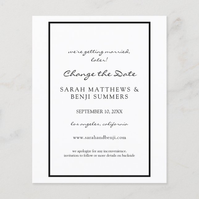 Budgetera svartvitt Avbryt eller Ändra datum Flygblad (Framsidan)