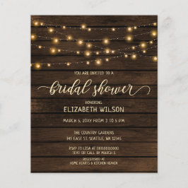 Budgetera trästräng ljus Inbjudningskort för möhip