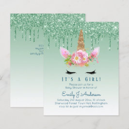 Budgetera Unicorn Baby Shower Grönt Girls Cute