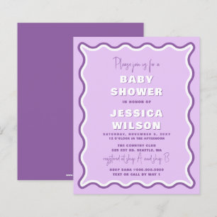 Budgetera Vågigt inbjudan till Lila Baby Shower