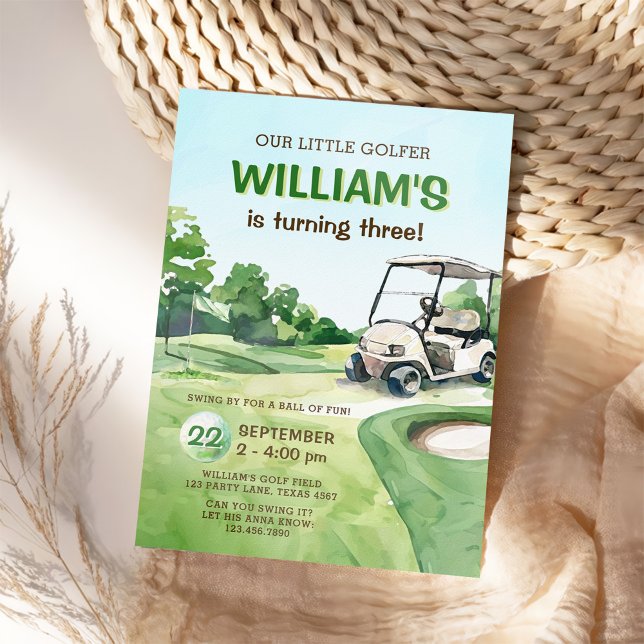 Budgetera vår lilla Golfer Boy Golf Birthday Inbjudningar (Skapare uppladdad)