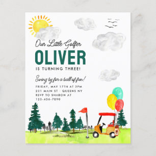 Budgetera vår lilla Golfer Cart-Klubb Golf Birthda