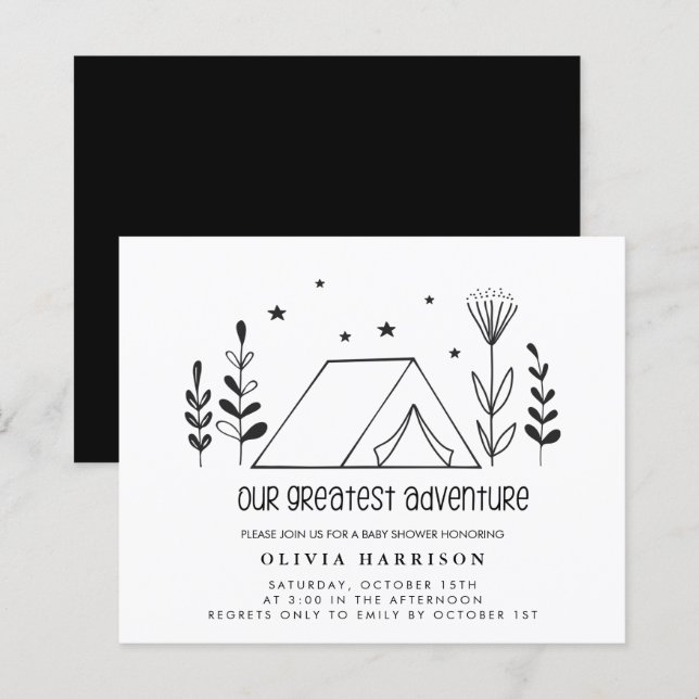 Budgetera vår Underbarare Äventyr babyskor Inbjuda (Fram/baksida)