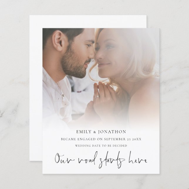 Budgetera vår väg börjar här med Photo Förlovning (Fram/baksida)