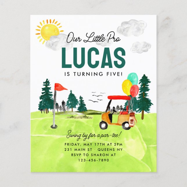 Budgetera våra lilla proffsproffs-barn på födelsed flygblad (Framsidan)