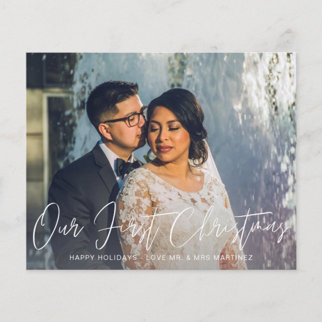 Budgetera vårt första julfoto och Röda stift Flygblad (Framsidan)