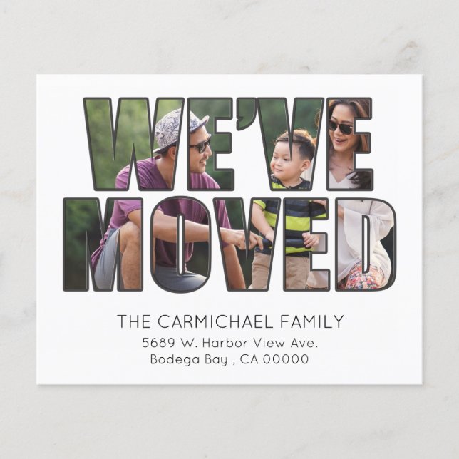 Budgetera Vi har flyttat med meddelande om fotoFly (Framsida)