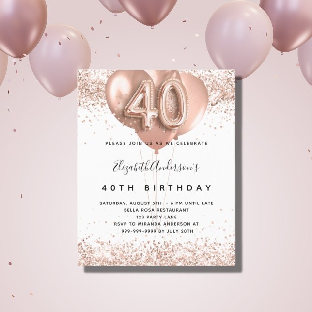 Budgeterad 40-årsdag för ro guld-ballonger (Skapare uppladdad)