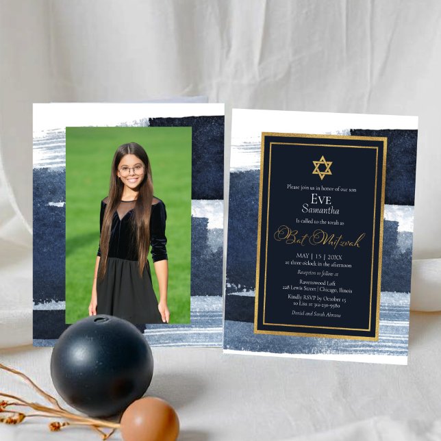 Budgeterad Abstrakt Blue Gilded Photo Bat mitzvah (Skapare uppladdad)
