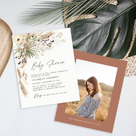 Budgeterad babyduschpampas modern boho-elegant flygblad