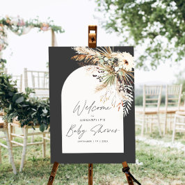 Budgeterad babyduschpampas svart modern elegant poster