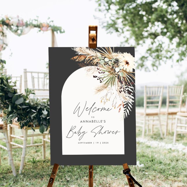 Budgeterad babyduschpampas svart modern elegant poster (Skapare uppladdad)