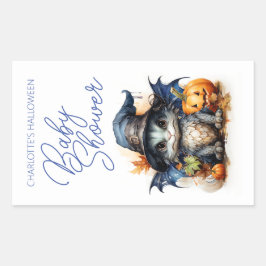 Budgeterad Barns vattenfärgsbabyskor Halloween Rektangulärt Klistermärke