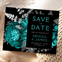 Budgeterad Blommigt - blått Silver Spara datum