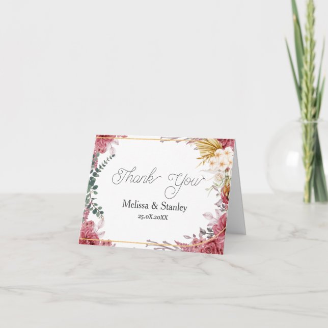 Budgeterad Blommigt Burgundy Guld Eucalyptus Tack (Framsida)