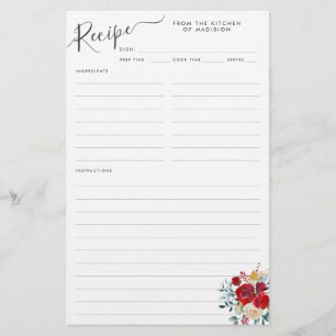 Budgeterad Blommigt Burgundy Holly Helgdag Recipe Flygblad