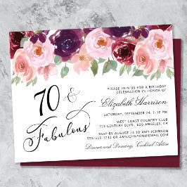 Budgeterad Blommigt Burgundy Rosa 70:e Födelsedags