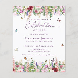 Budgeterad Blommigt Butterflies Firande i Life Flygblad