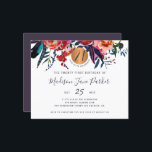 Budgeterad blommigt chic 21:a födelsedagarinbjudan<br><div class="desc">Modern rustic boho chic 21:a vuxens födelsedag BUDGET prisvärd mall för inbjudan till avtalsparter med ett trendig som är fullt redigerbart typografiskt skript och röd burgundisk marin lila indigo bohemian blommor bouquets gräns och en rund faux metallisk kopparcirkel i guld KÖP! Detta är ett budgetöverkomligt kort som är tryckt på...</div>