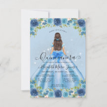 Budgeterad Blommigt Dusty Blue Glam Princess Quinc