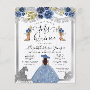 Budgeterad Blommigt Dusty Blue Silver Charra Quinc