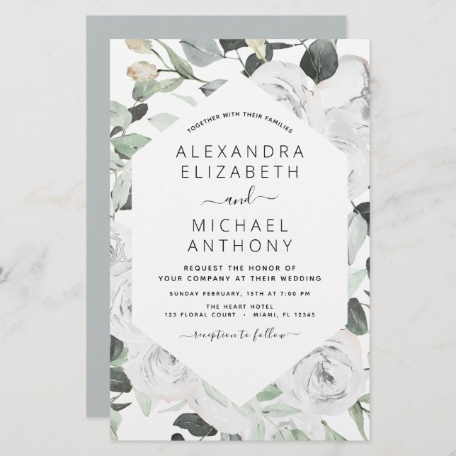 Budgeterad Blommigt Eucalyptus Greenery Bröllop (Fram/baksida)