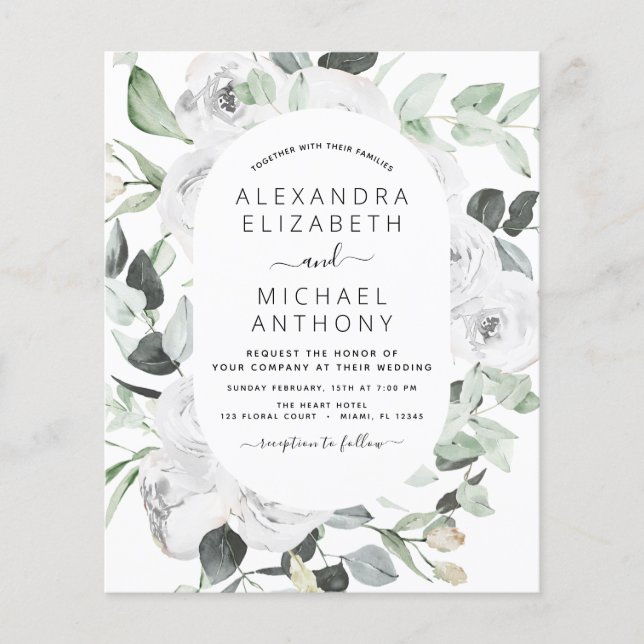 Budgeterad Blommigt Eucalyptus Greenery Bröllop Flygblad (Framsidan)