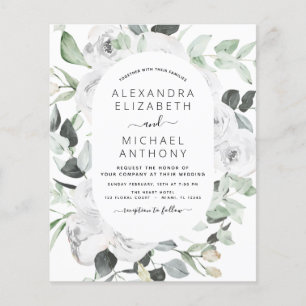 Budgeterad Blommigt Eucalyptus Greenery Bröllop Flygblad