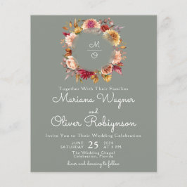 Budgeterad Blommigt för kvartsfälla Grönt Bröllop