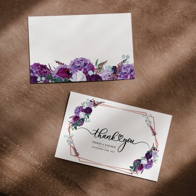 Budgeterad Blommigt för Lila Geometric Guld Ram Tack Kort (Skapare uppladdad)