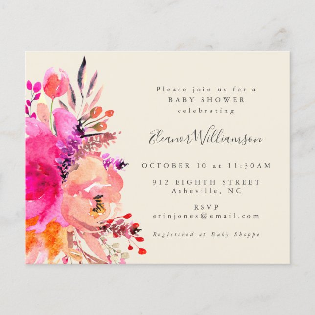 Budgeterad Blommigt för ljus Rosa - enkel babystöv (Framsida)