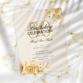 Budgeterad Blommigt Glam Birthday Elegant Guld Cre Inbjudningar