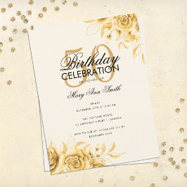 Budgeterad Blommigt Glam Birthday Elegant Guld Cre Vykort