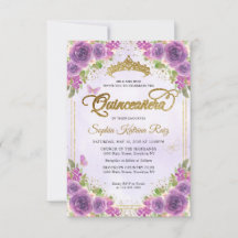 Budgeterad Blommigt Lila Glam Guld Glitter Quincea