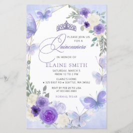 Budgeterad Blommigt Lila Lilac Butterflies Quincea