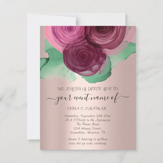 Budgeterad Blommigt QR-kod Ro Grönt Marsala (Framsida)