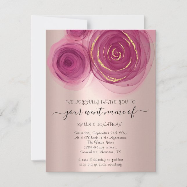 Budgeterad Blommigt QR-kod Ro Rosa Marsala (Framsida)