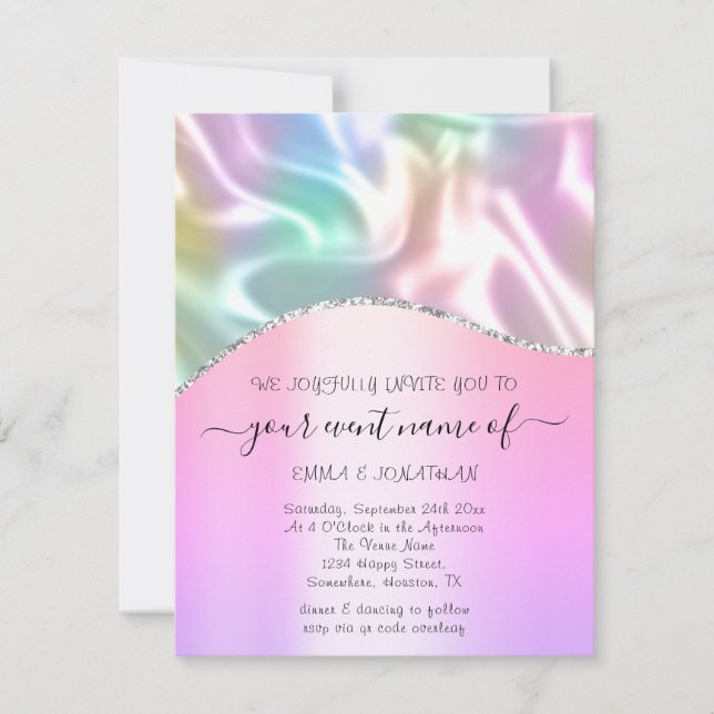 Budgeterad Blommigt QR-Rosa - Holografi (Framsida)