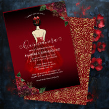 Budgeterad Blommigt Red Guld Birthday Quinceañera