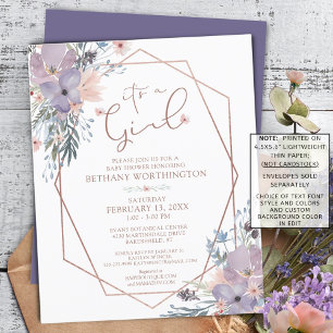 Budgeterad Blommigt Ro Guld Lila Baby Shower Inbju