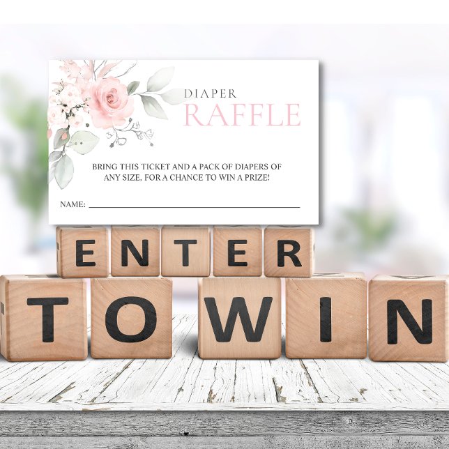 Budgeterad Blommigt Rosa Girl Girl DIAPER RAFFLE B Visitkort (Skapare uppladdad)