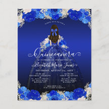 Budgeterad Blommigt Royal Blue Dress Quinceanera I